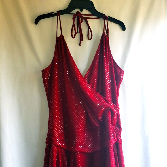 TORRID Women's Red Cherry Sequins Halter Dress Size: 16 - Picture 2 of 7